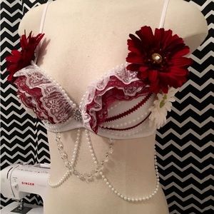 Maroon Floral Rave Bra